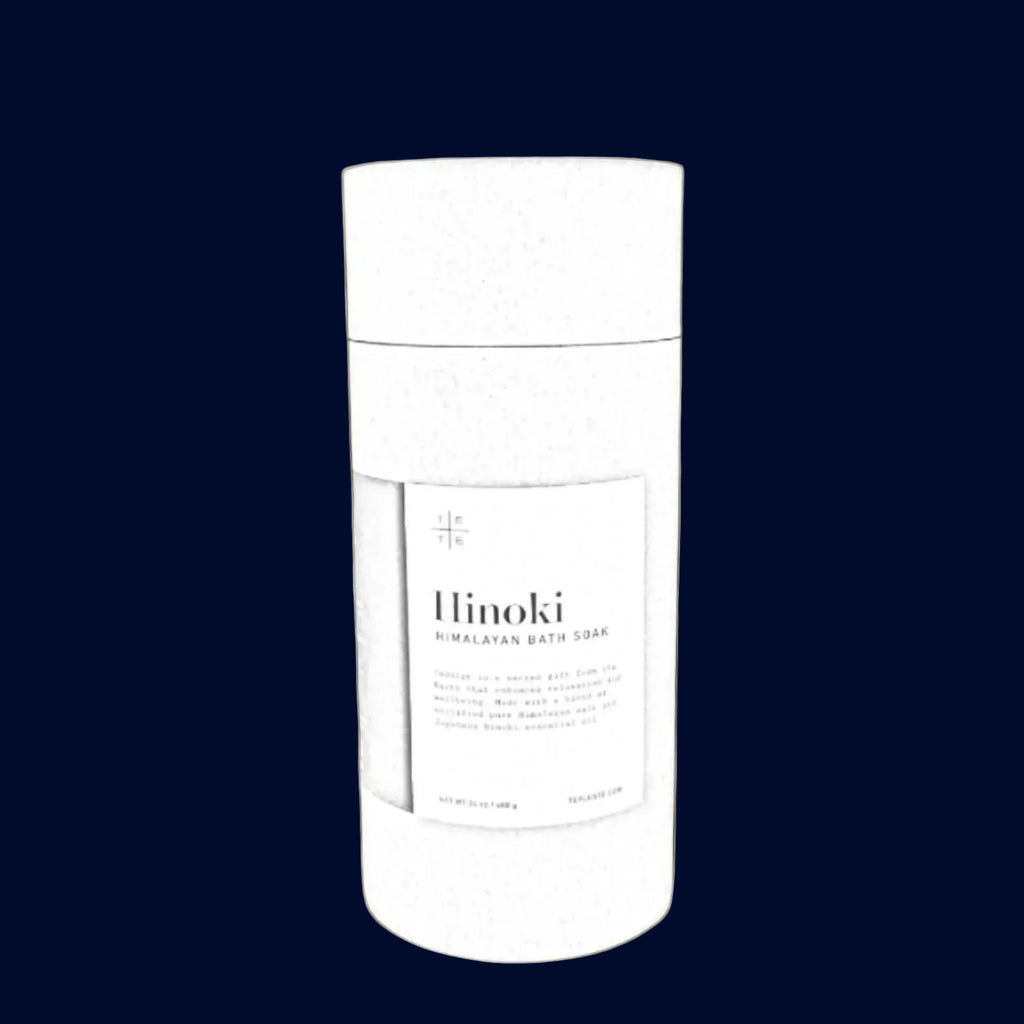 Hinoki BathSoak Tube packaging drawing style